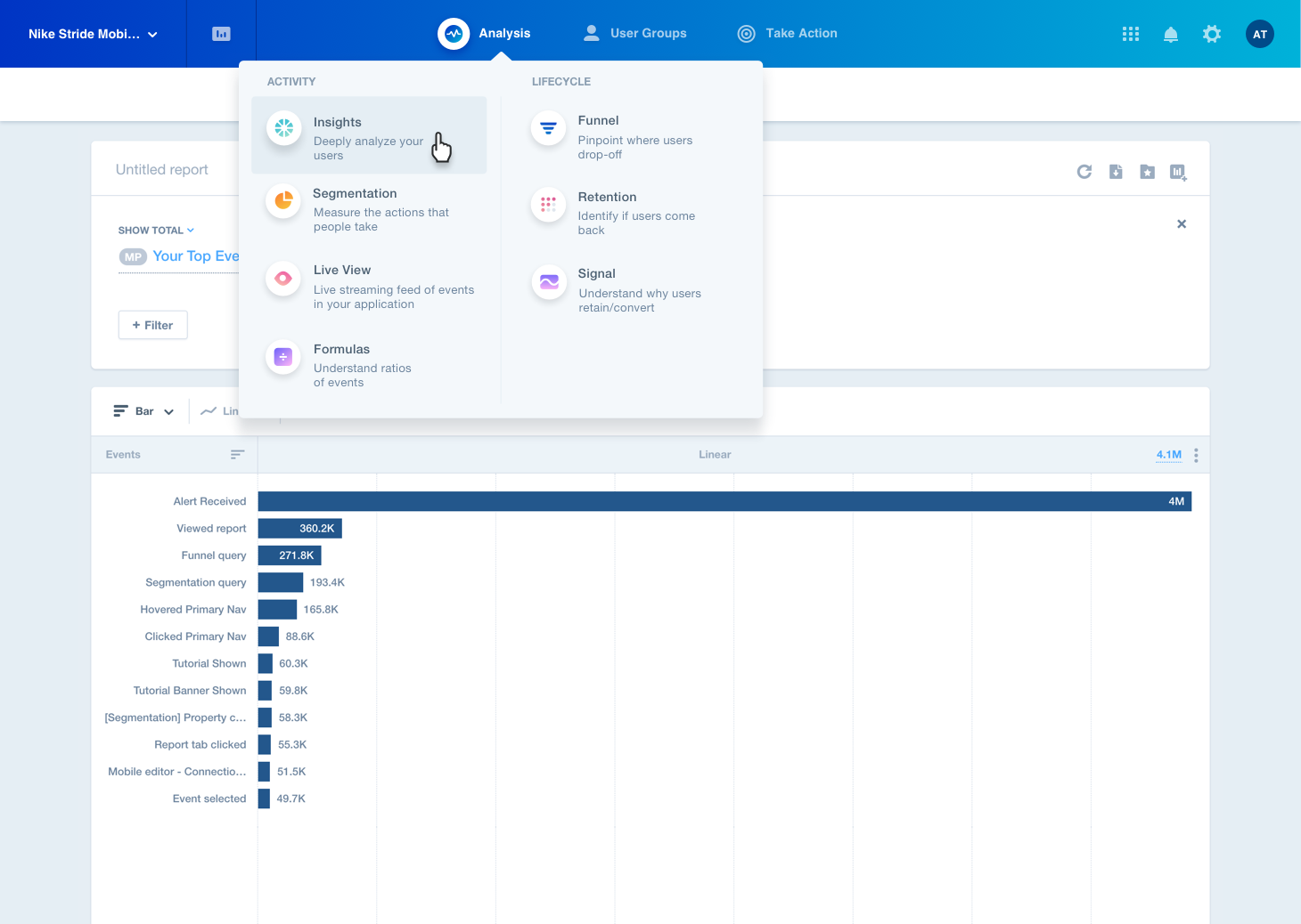 mixpanel redesign screen